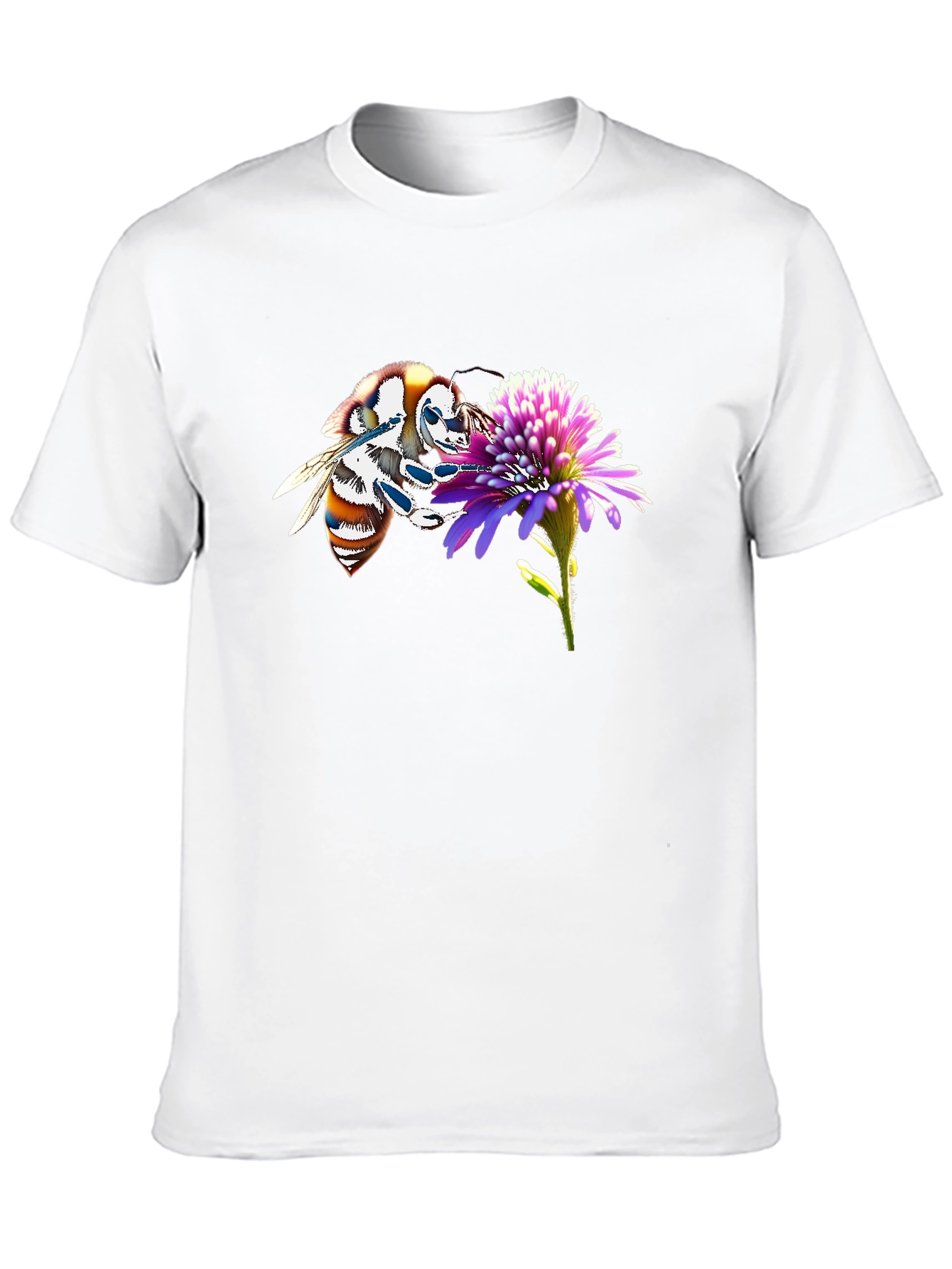 Bee on Flower Black T-Shirt