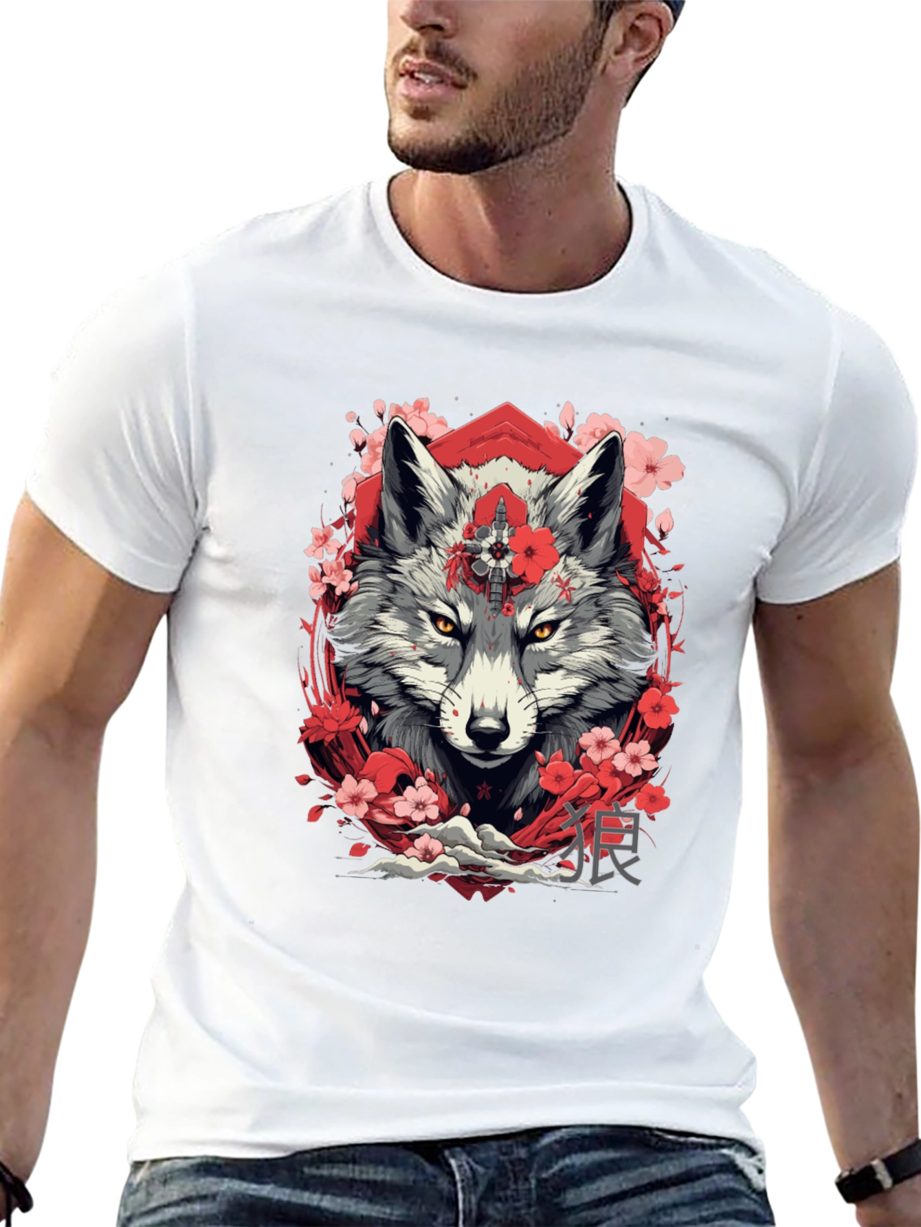 Wolf & Cherry Blossom Graphic Tee