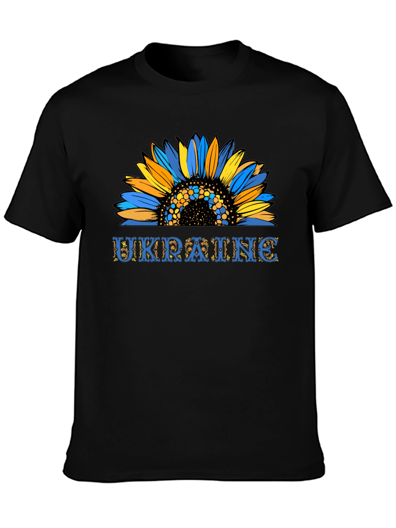 Ukraine Sunflower Graphic T-Shirt - Black