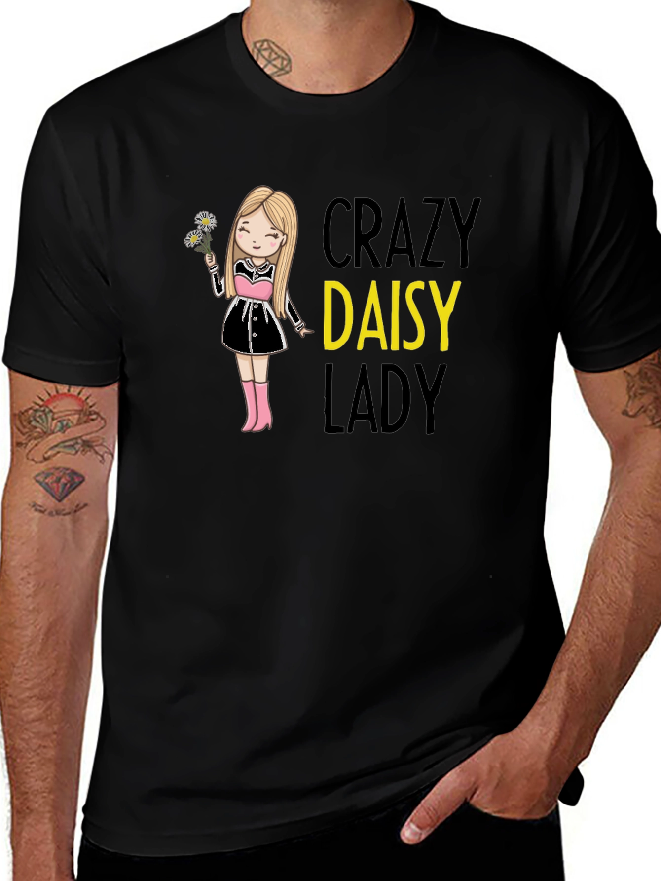 Crazy Daisy Lady Black T-Shirt