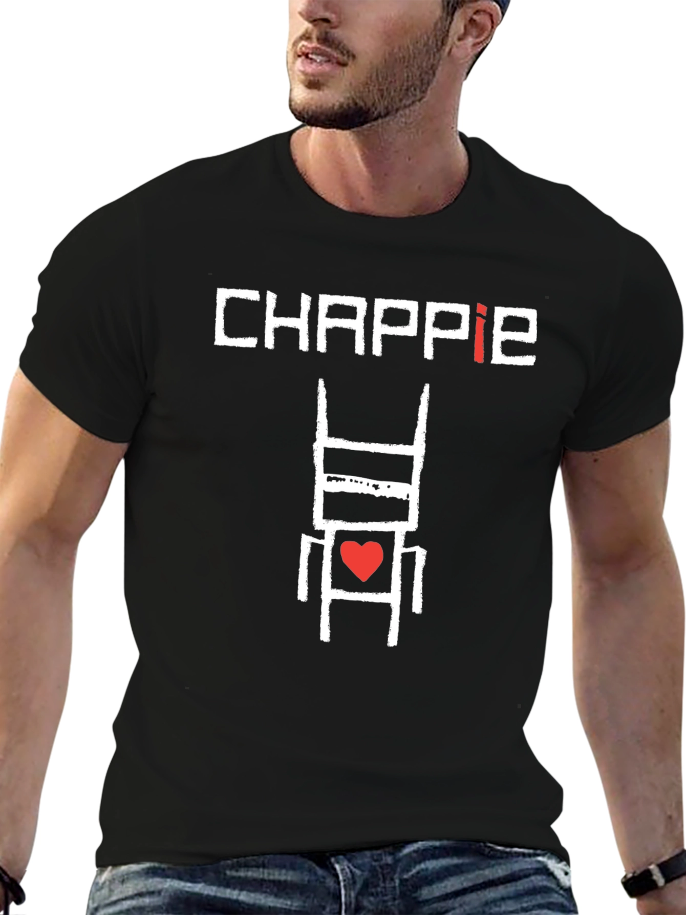 Chappie Robot Heart Graphic Black T-Shirt