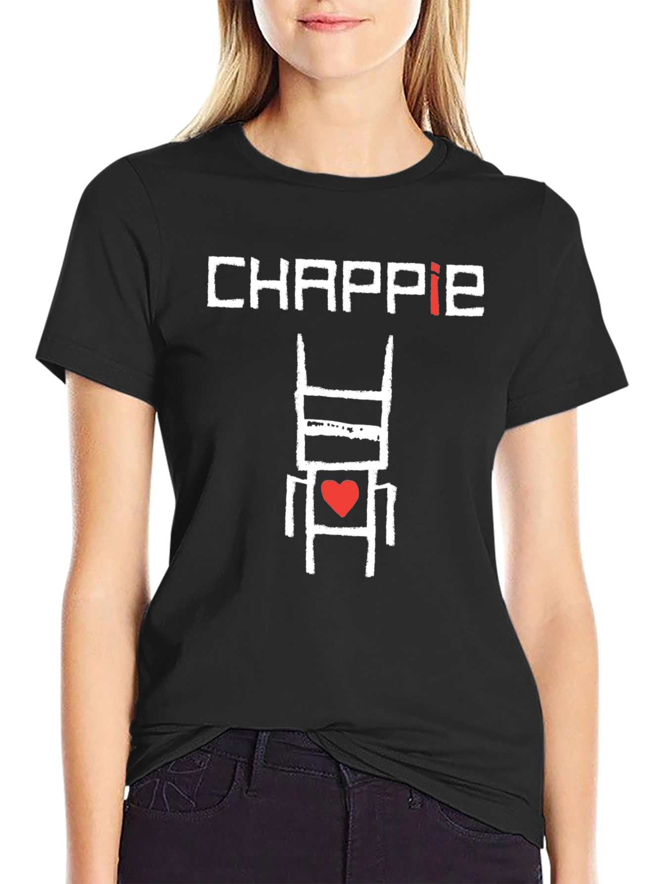 Chappie Robot Heart Graphic Black T-Shirt
