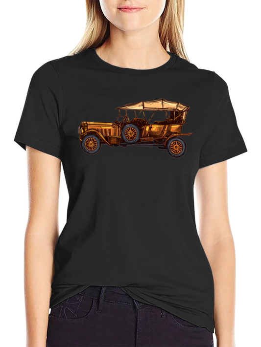 Vintage Car Graphic Tee - Black