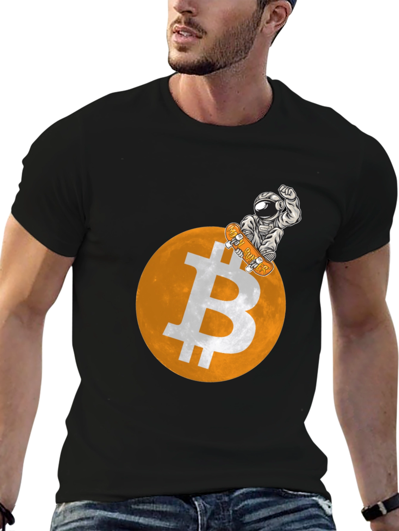Bitcoin Astronaut Skateboarder Graphic Tee