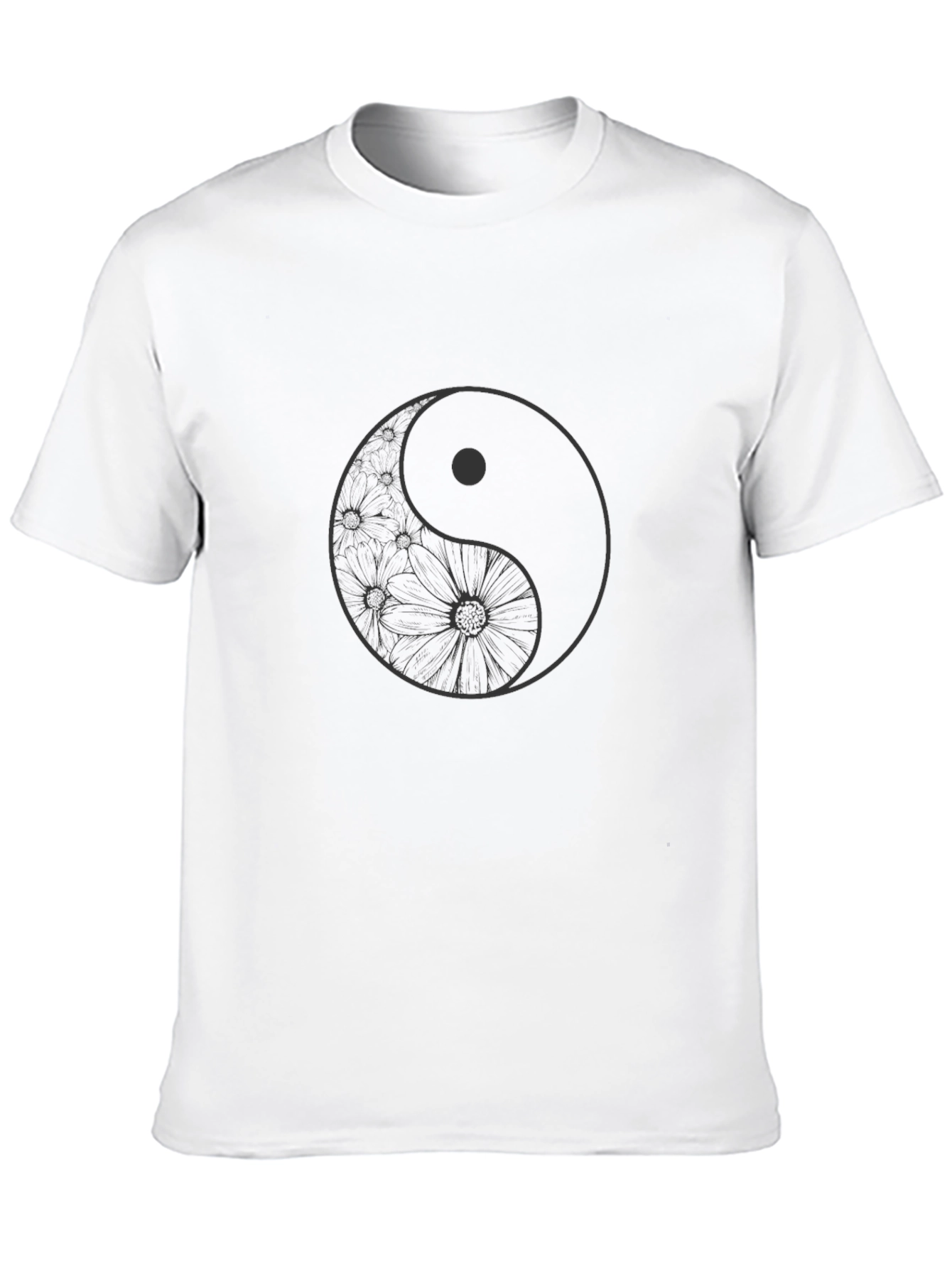 Yin Yang Floral Graphic T-Shirt - Black