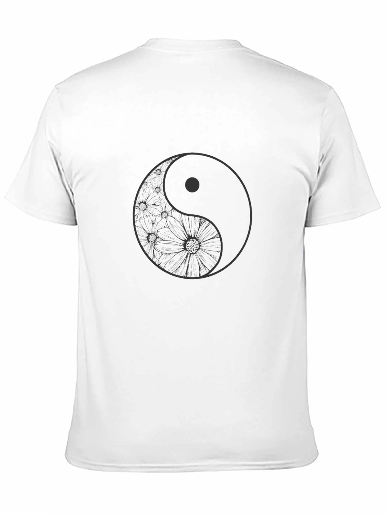 Yin Yang Floral Graphic T-Shirt - Black