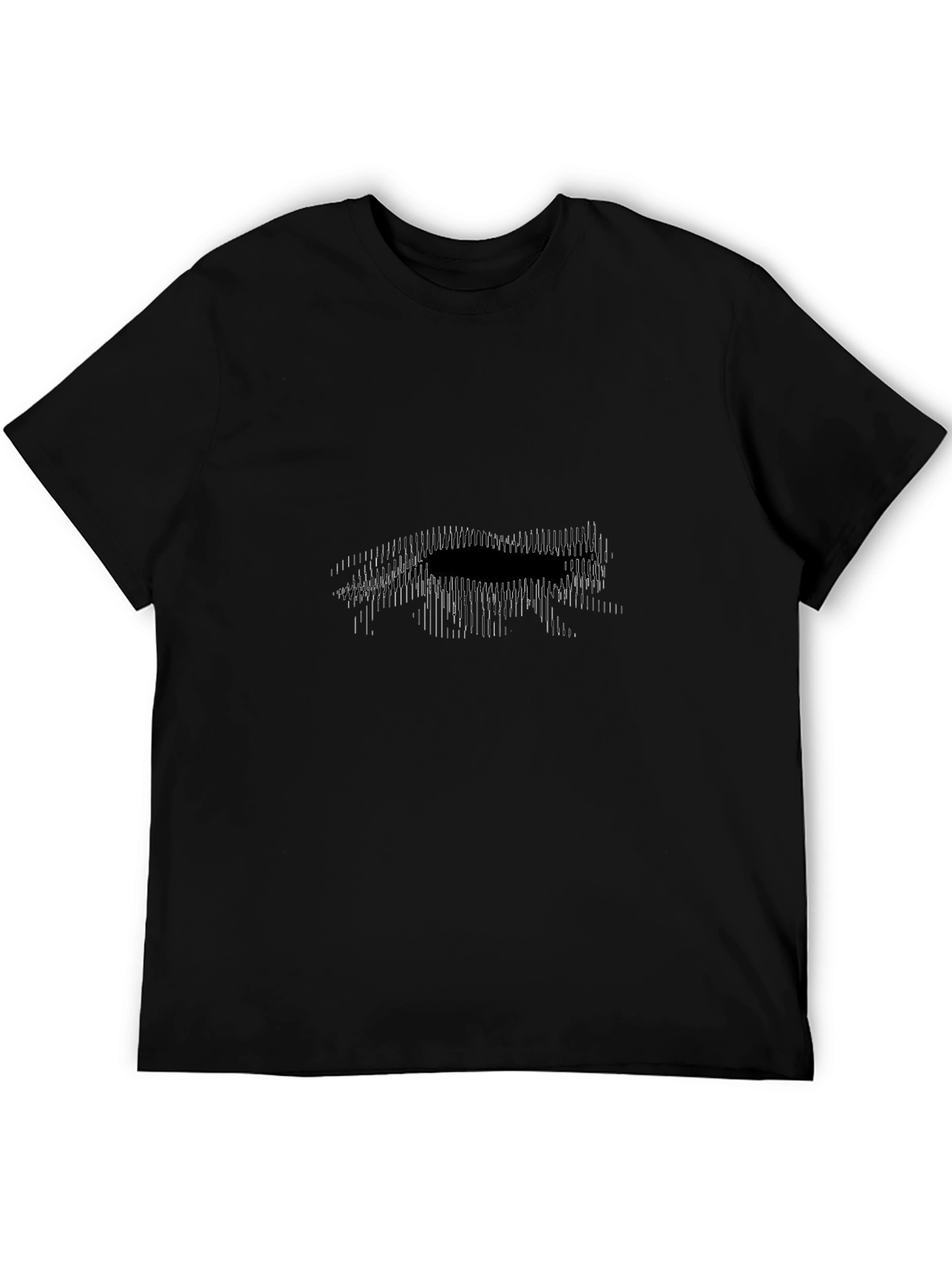 Abstract Linear Wolf Graphic Black T-Shirt