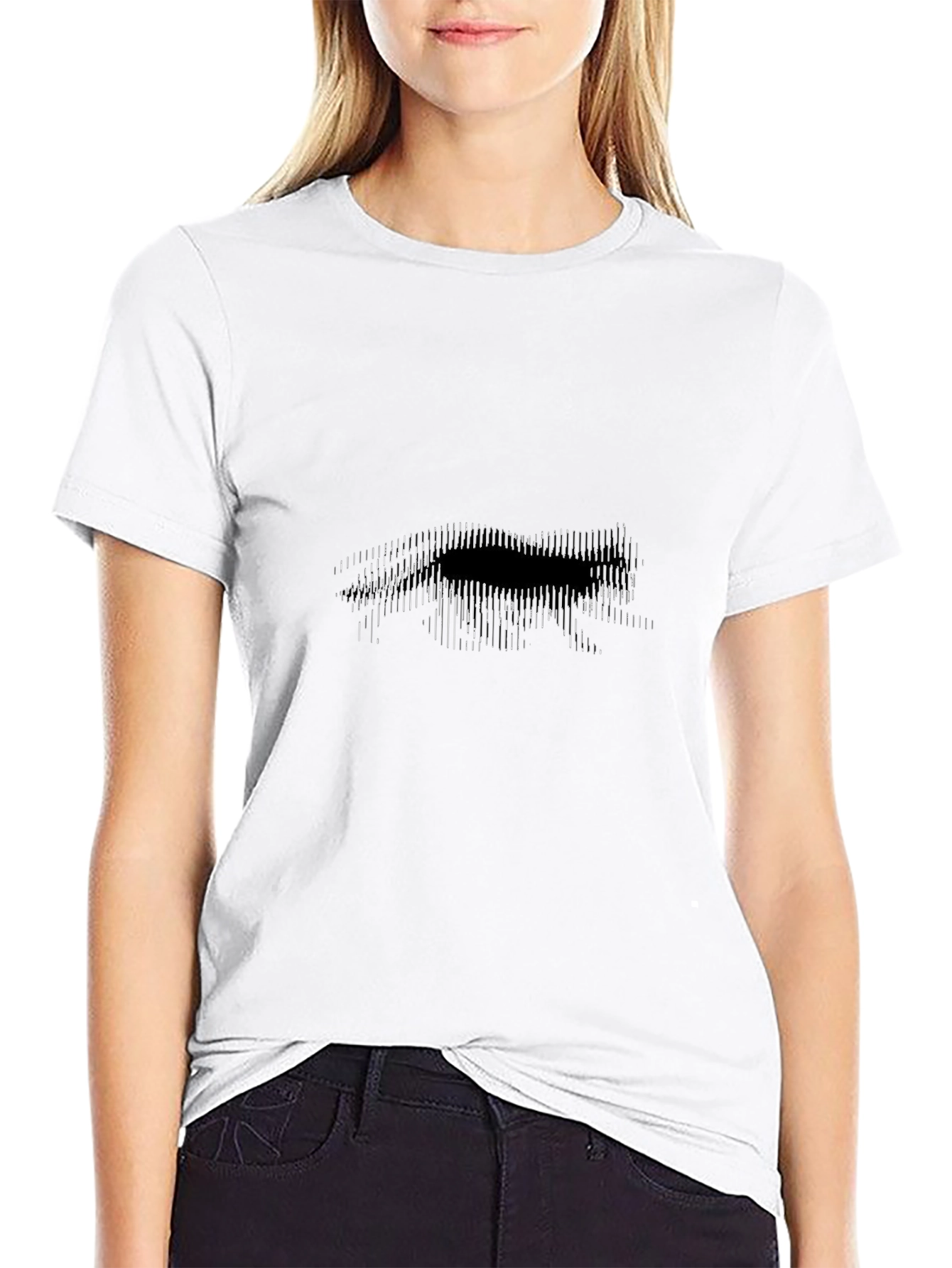 Abstract Linear Wolf Graphic Black T-Shirt