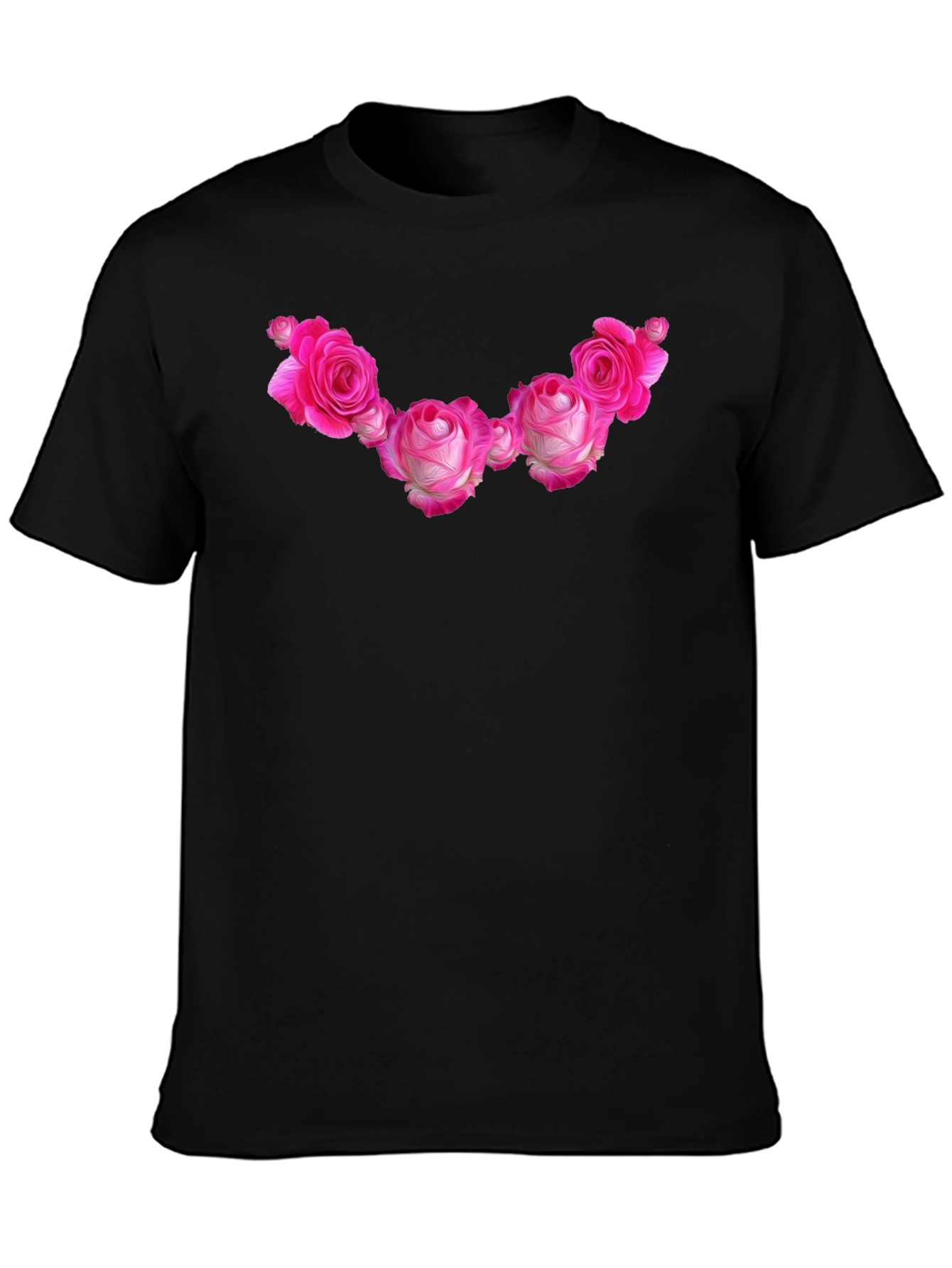 Floral Rose Graphic Black T-Shirt
