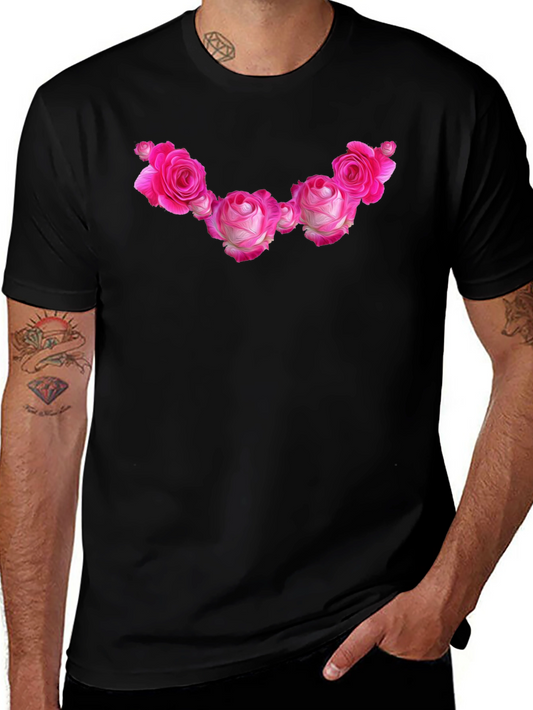 Floral Rose Graphic Black T-Shirt