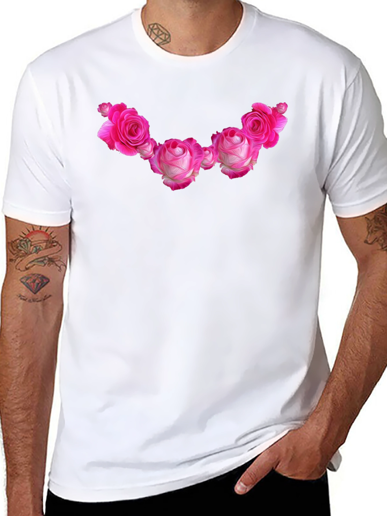 Floral Rose Graphic Black T-Shirt