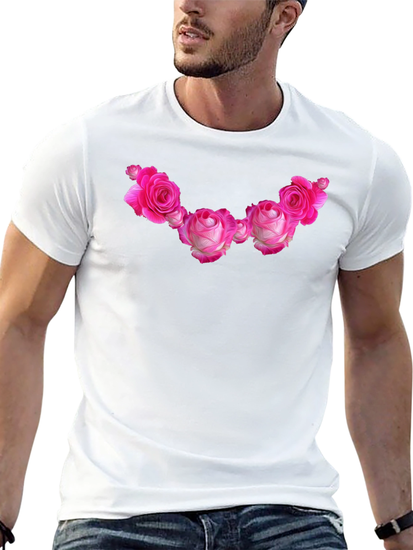 Floral Rose Graphic Black T-Shirt