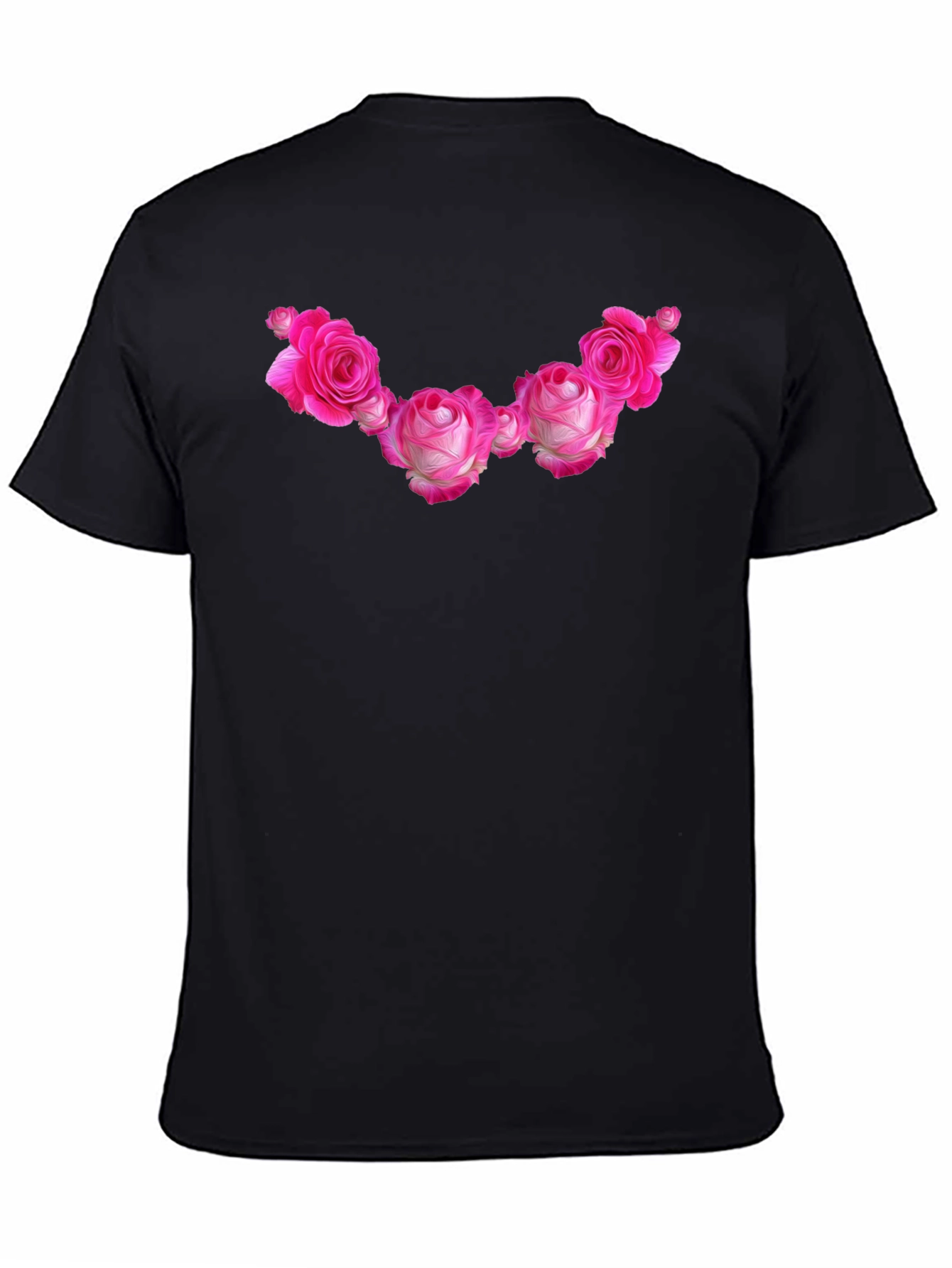 Floral Rose Graphic Black T-Shirt
