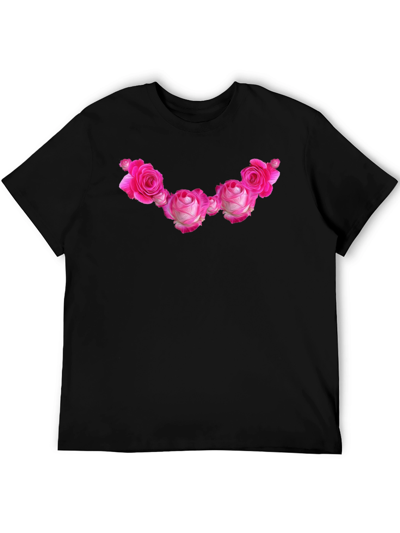 Floral Rose Graphic Black T-Shirt
