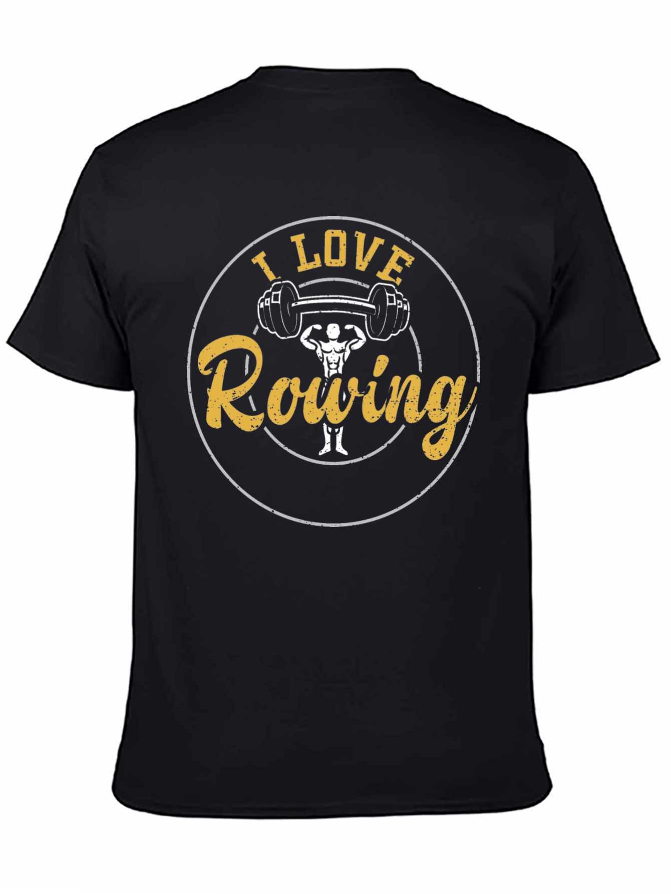 I Love Rowing Black T-Shirt