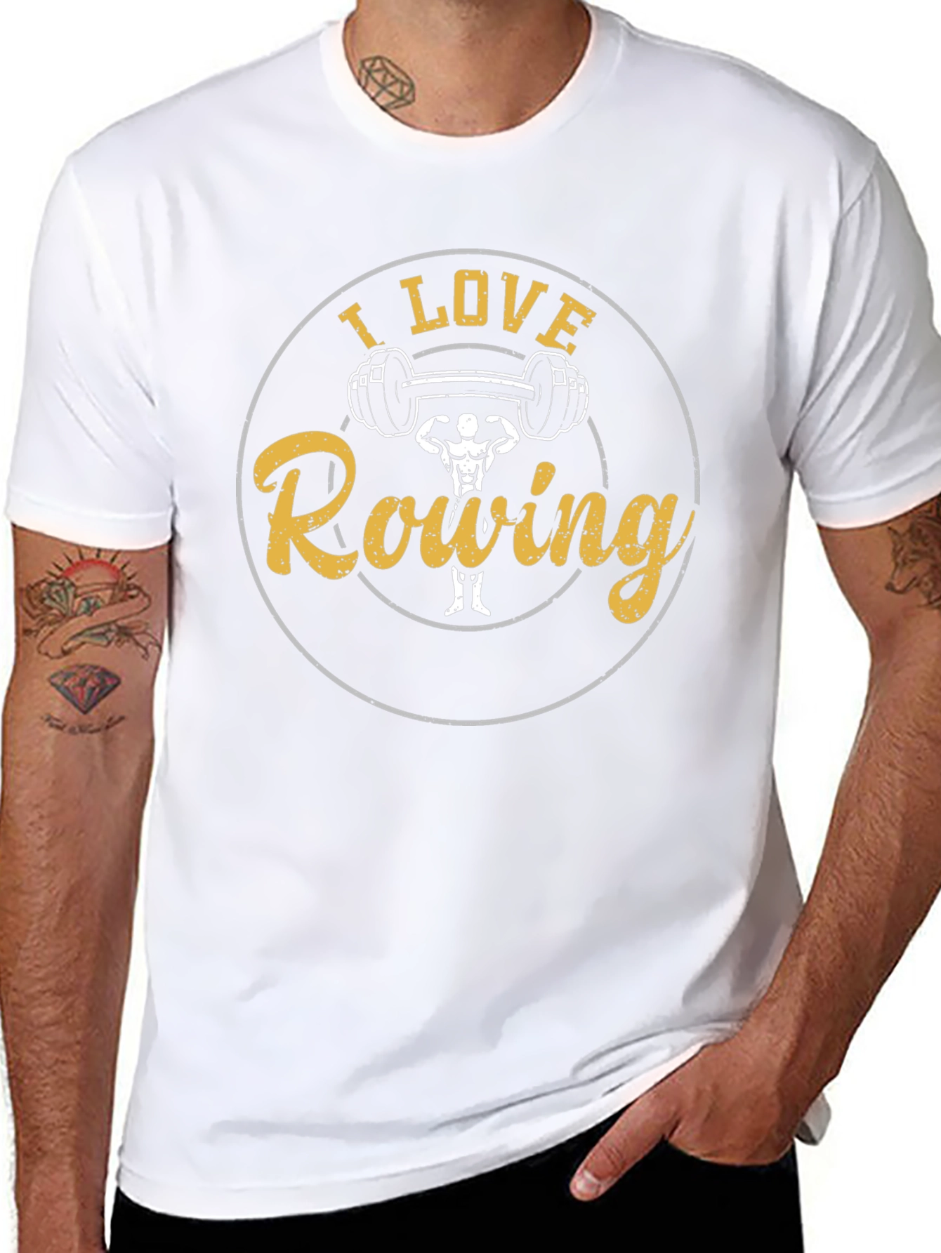I Love Rowing Black T-Shirt