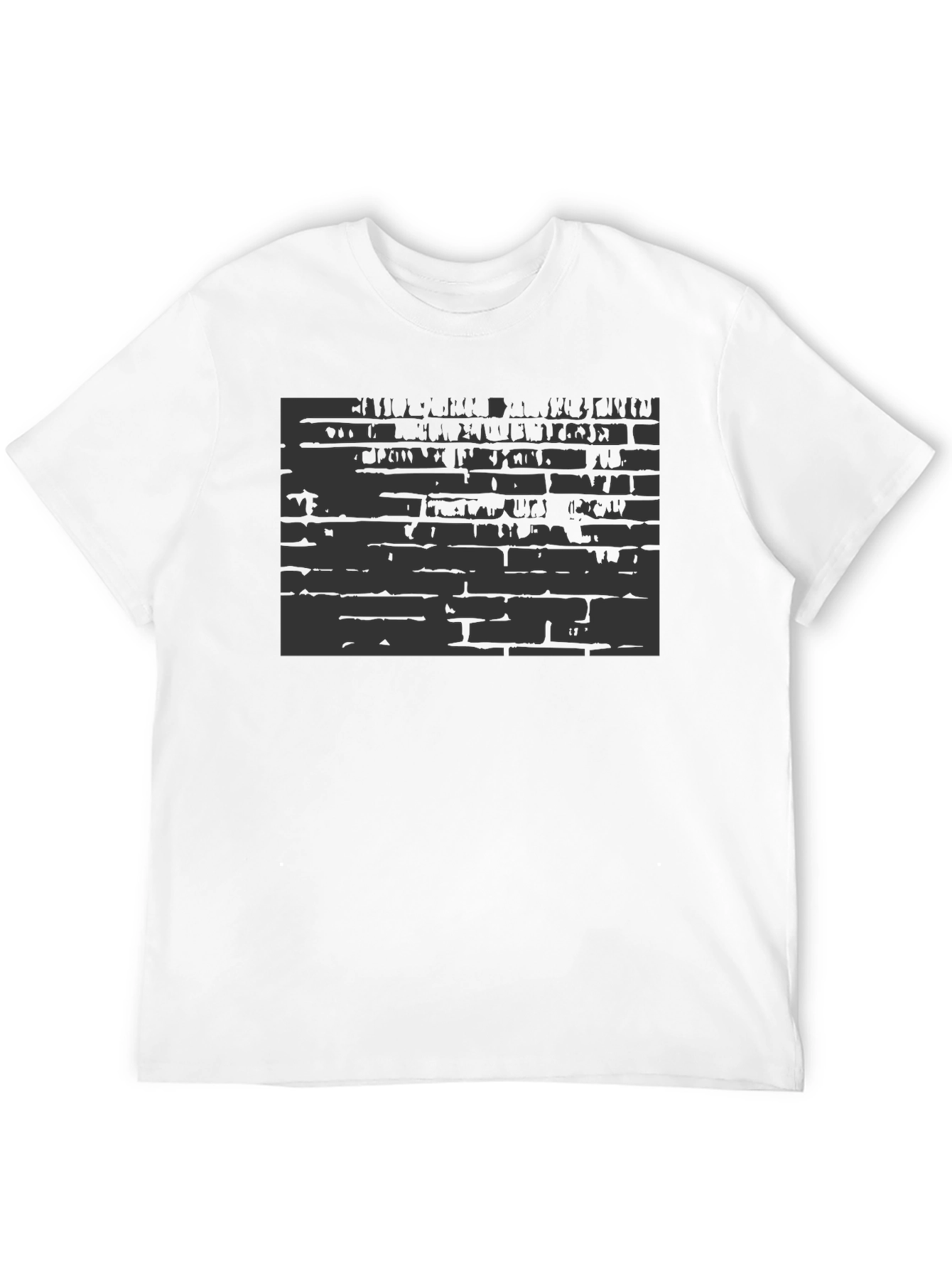 Abstract Brick Wall Print Black T-Shirt