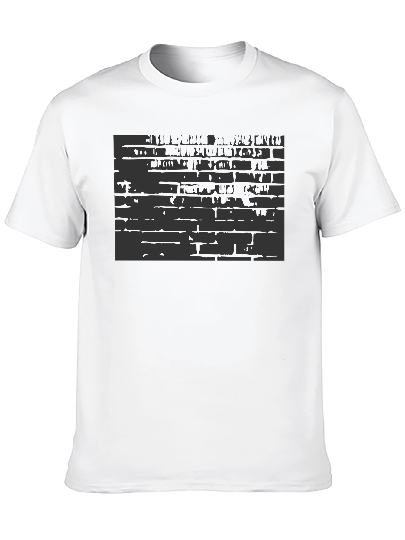 Abstract Brick Wall Print Black T-Shirt