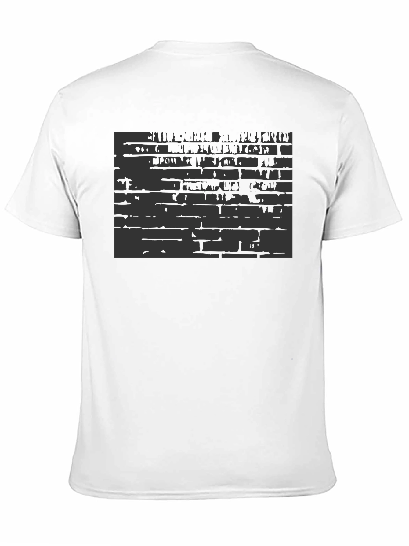Abstract Brick Wall Print Black T-Shirt