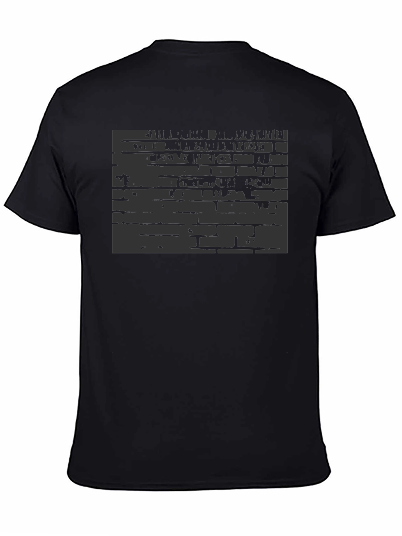 Abstract Brick Wall Print Black T-Shirt