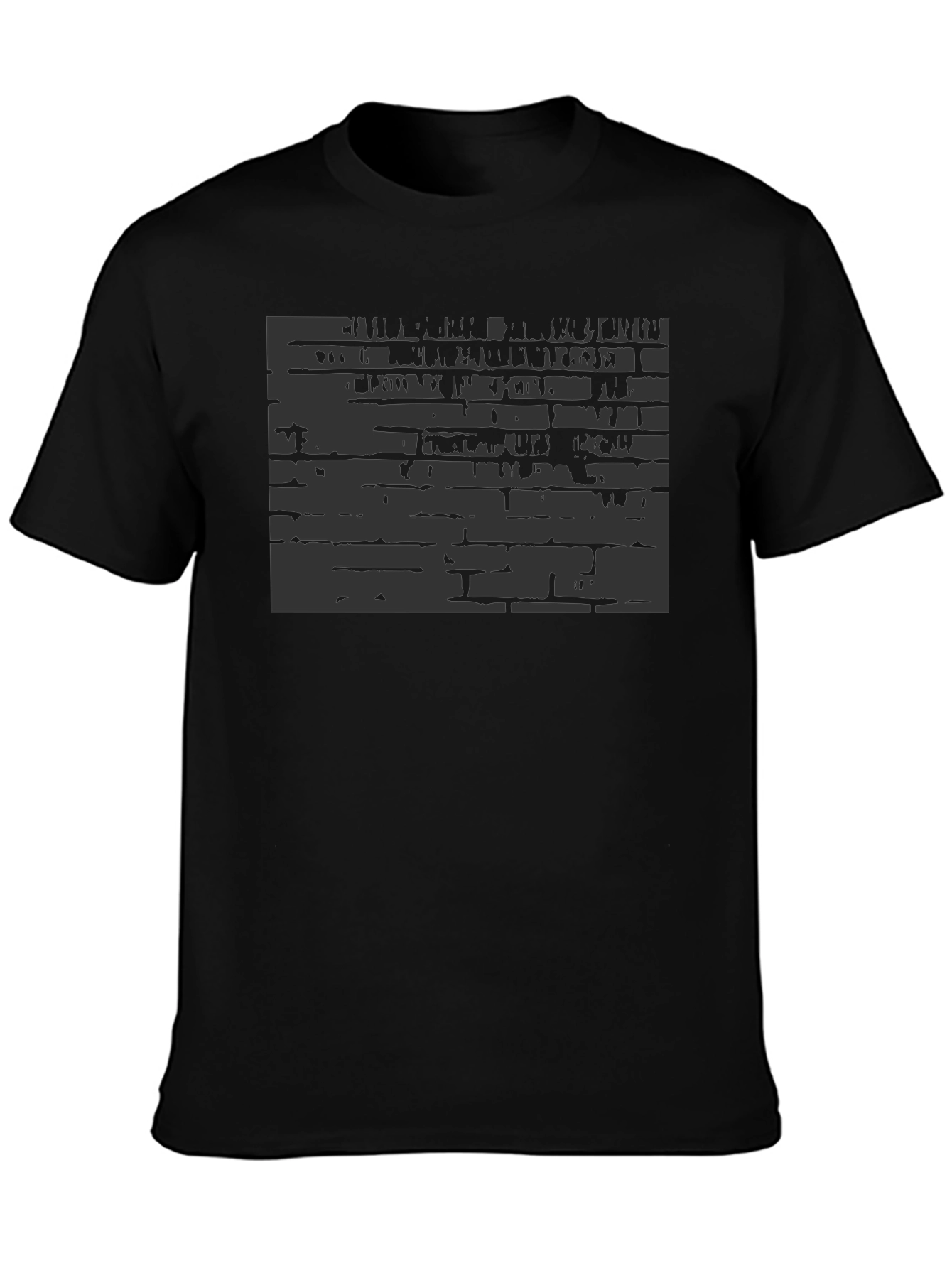 Abstract Brick Wall Print Black T-Shirt