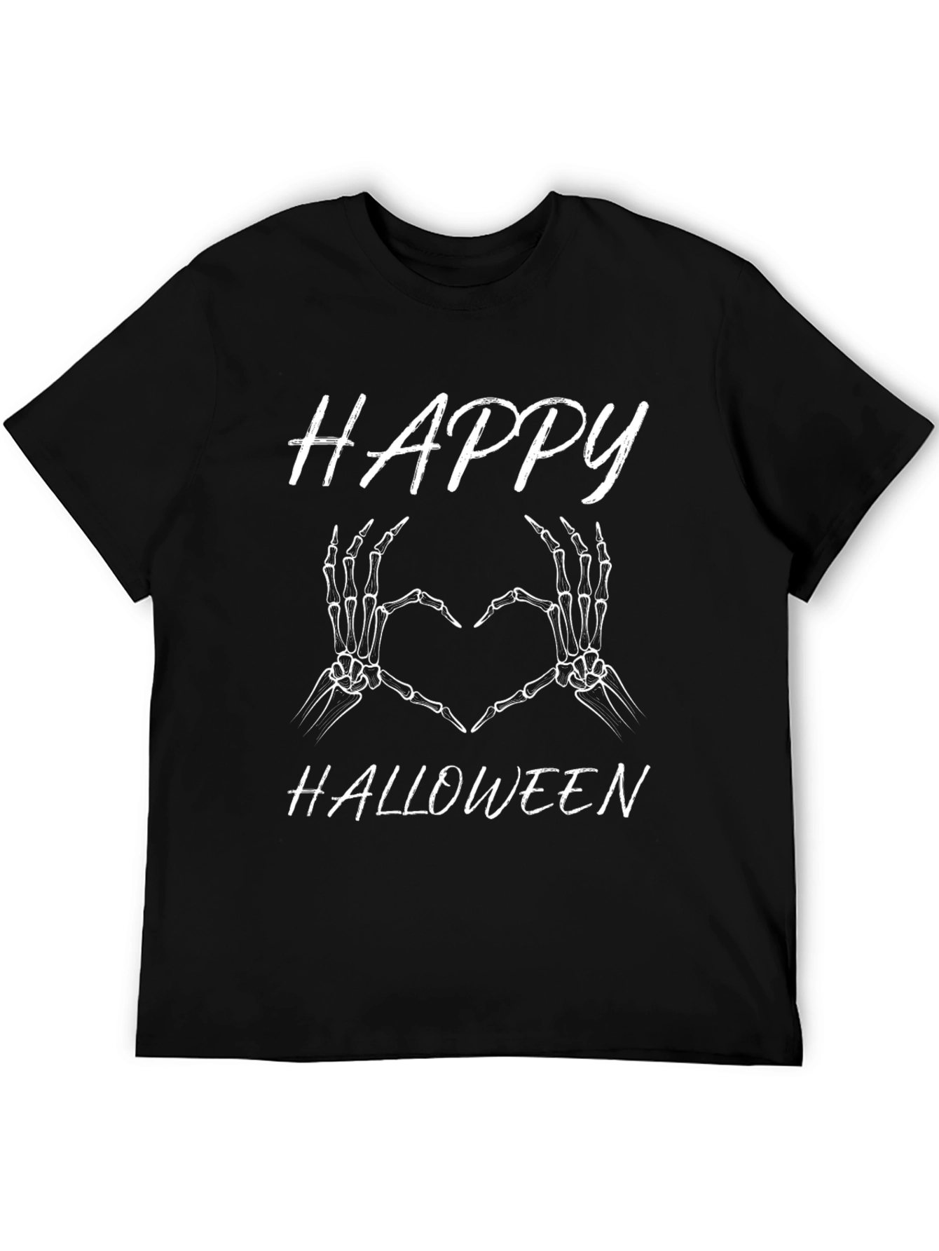Happy Halloween Skeleton Hand Heart Graphic Tee