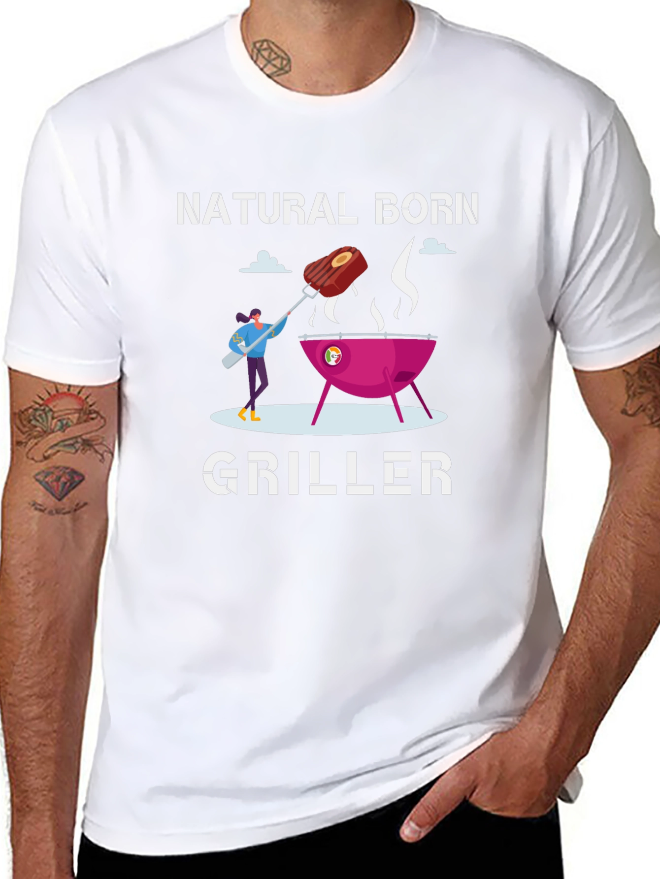 Natural Born Griller T-Shirt - BBQ Theme