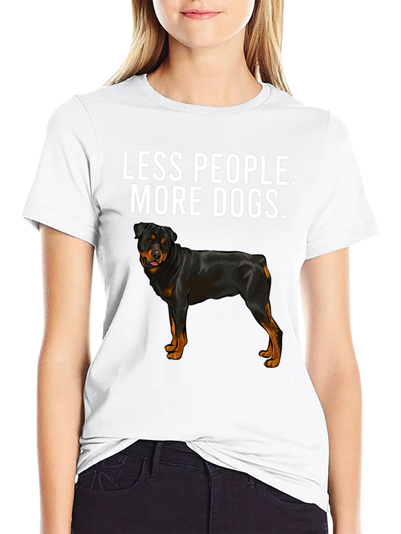 Less People More Dogs Rottweiler T-Shirt – Funny Dog Lover Tee