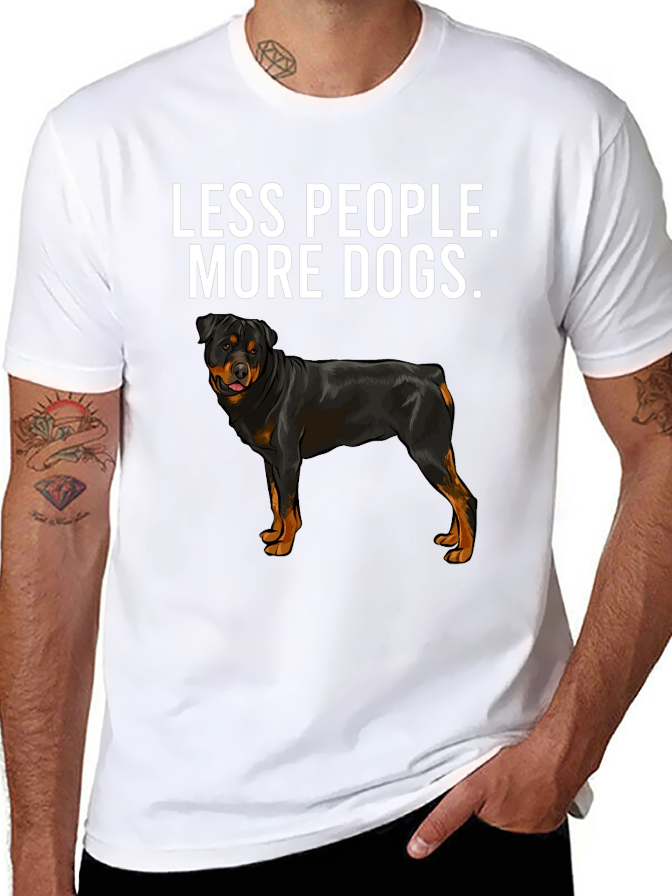Less People More Dogs Rottweiler T-Shirt – Funny Dog Lover Tee