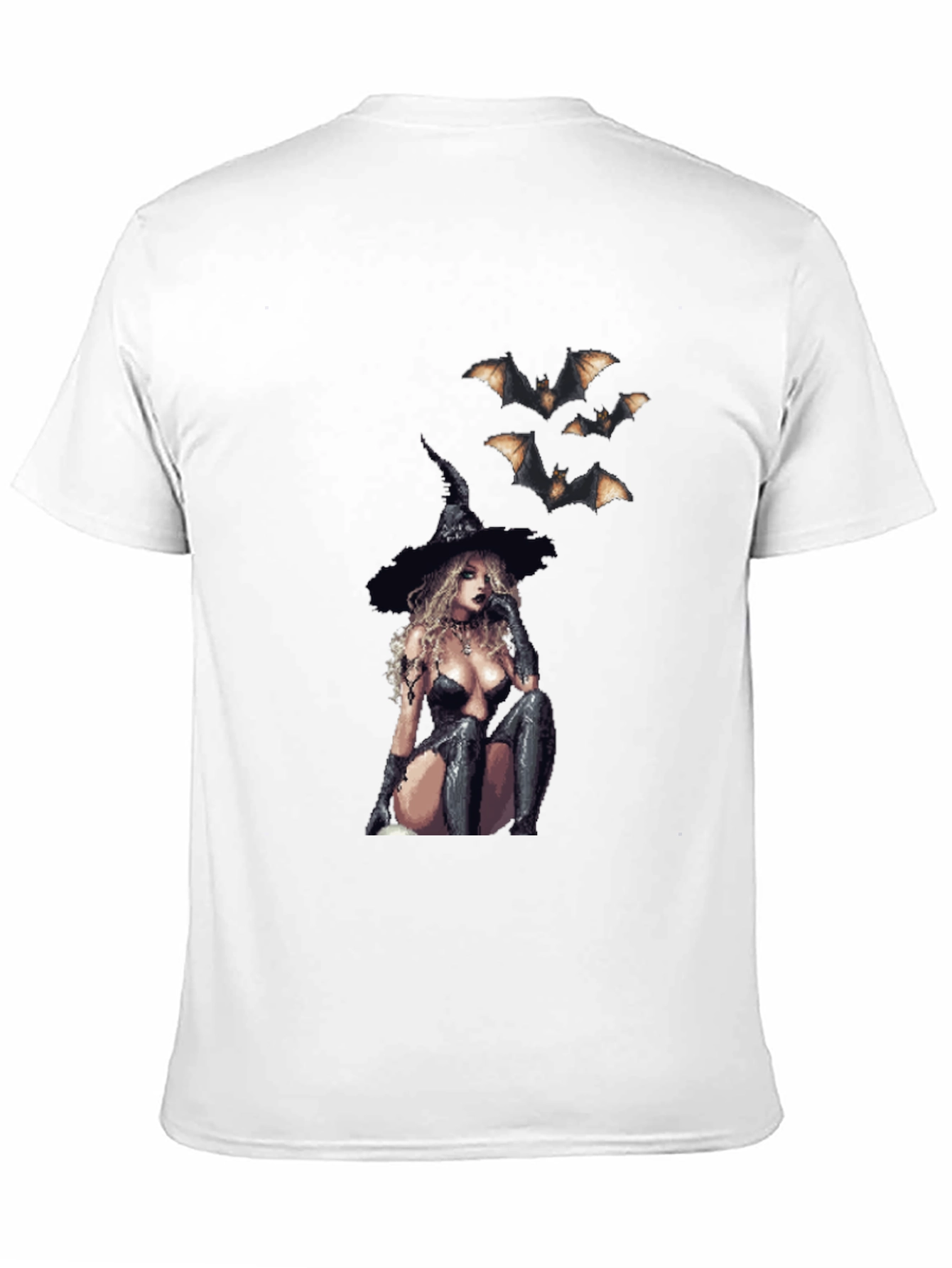 Gothic Witch & Bats Black T-Shirt