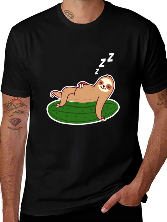 Sloth on Pickle T-Shirt - Relaxed Fit Soft Cotton