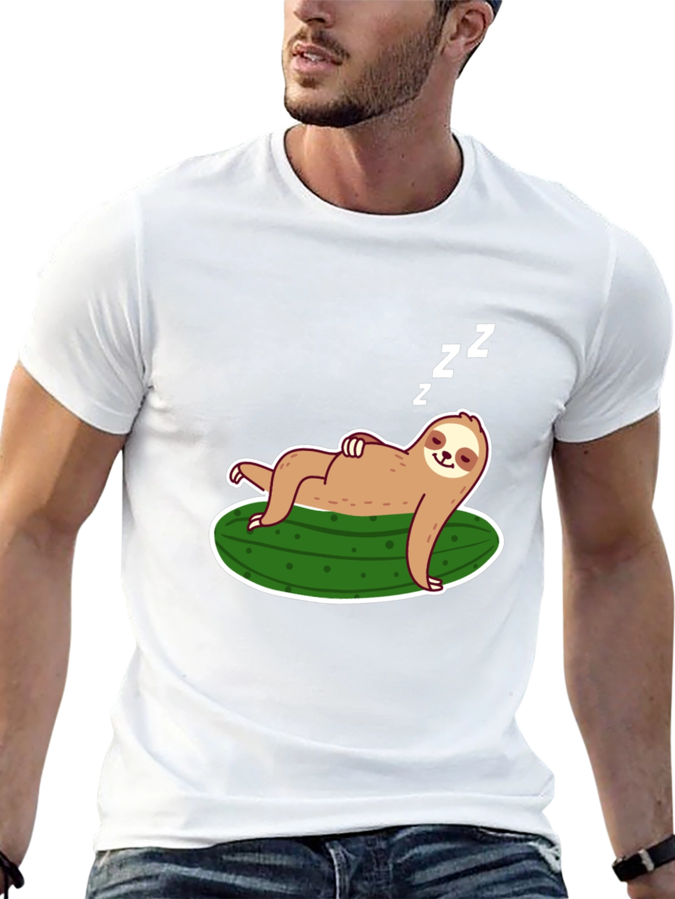 Sloth on Pickle T-Shirt - Relaxed Fit Soft Cotton