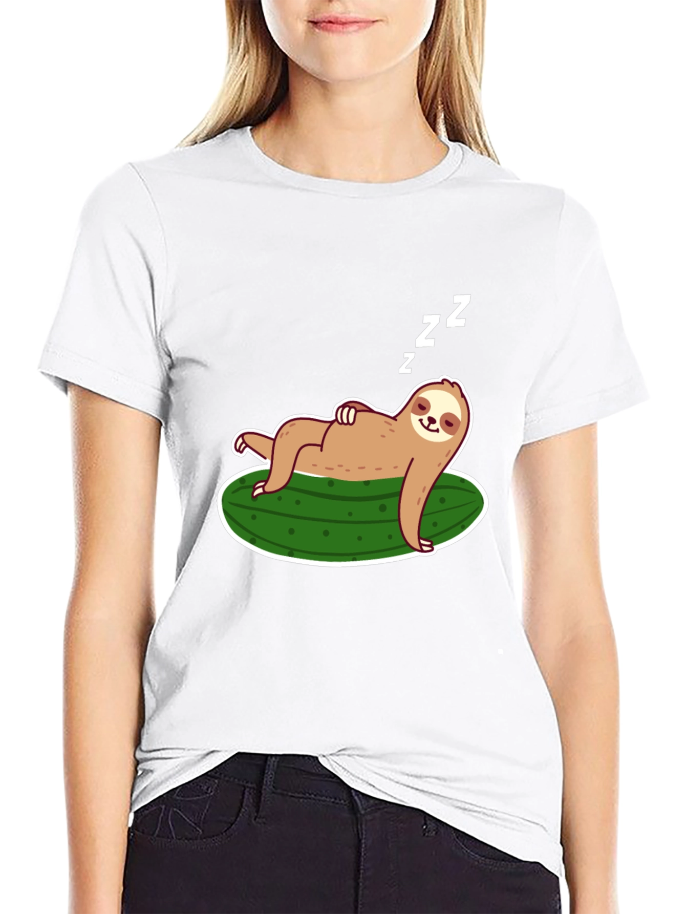 Sloth on Pickle T-Shirt - Relaxed Fit Soft Cotton