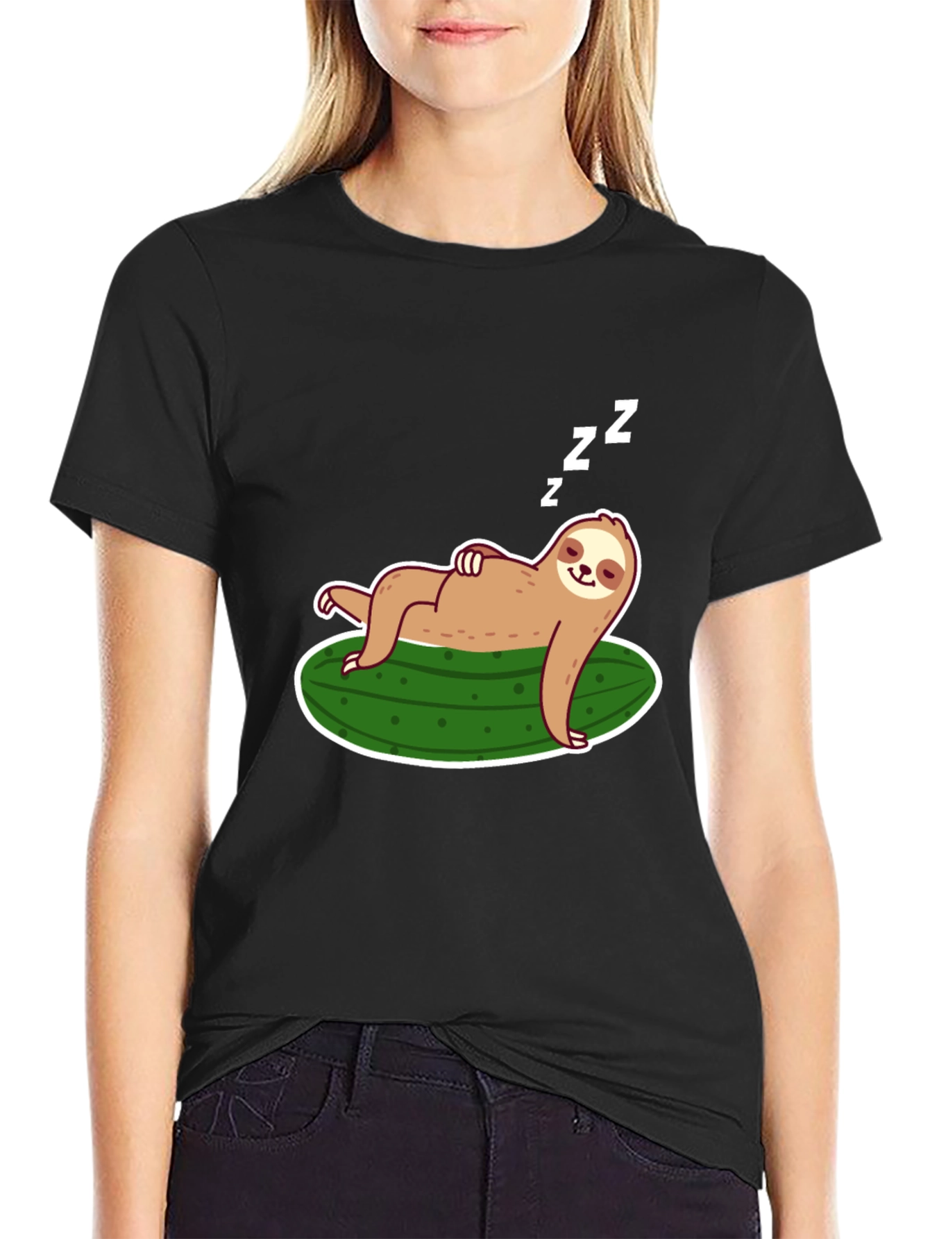 Sloth on Pickle T-Shirt - Relaxed Fit Soft Cotton
