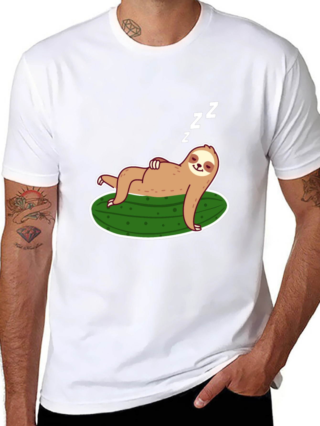 Sloth on Pickle T-Shirt - Relaxed Fit Soft Cotton