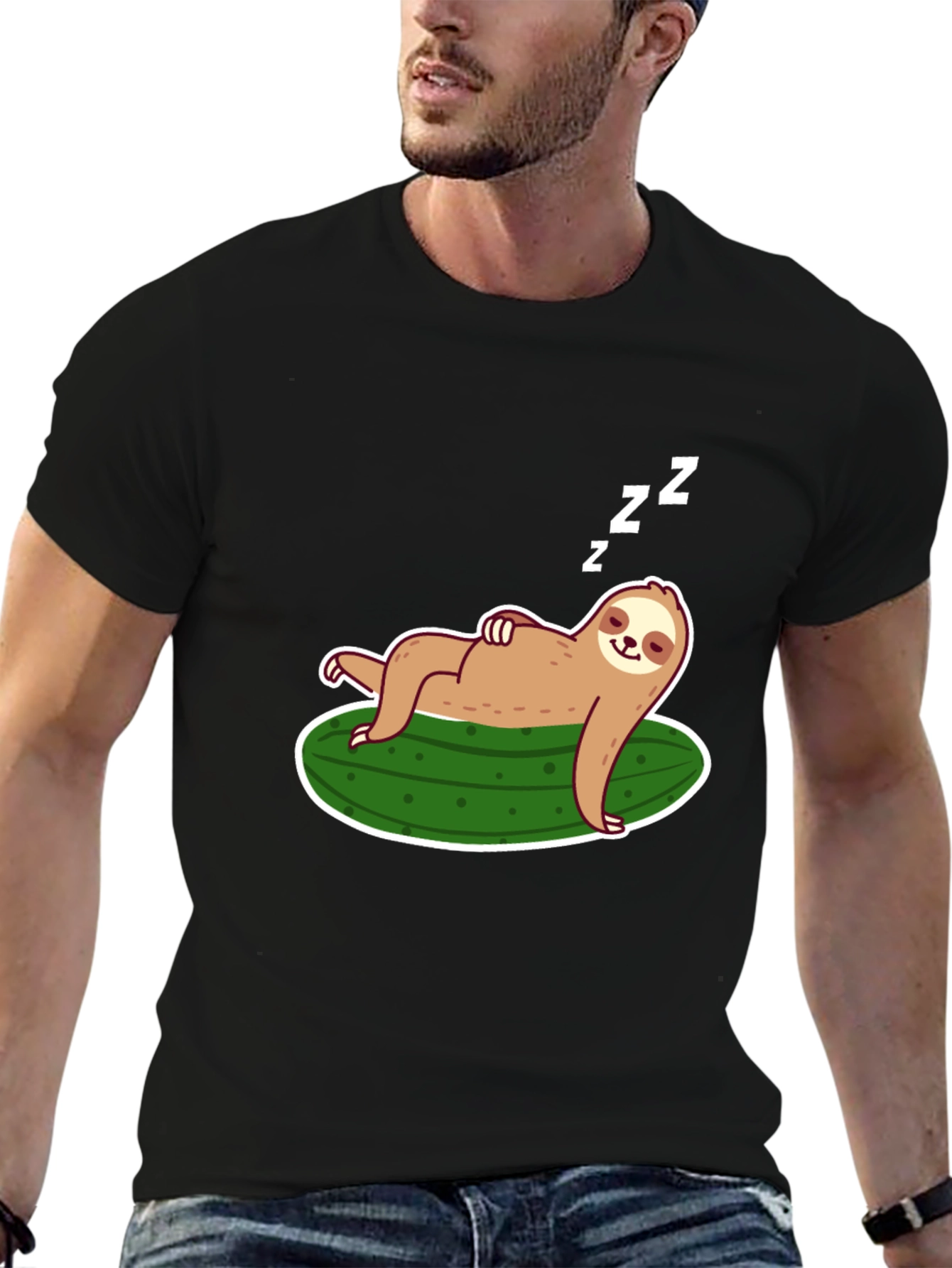 Sloth on Pickle T-Shirt - Relaxed Fit Soft Cotton