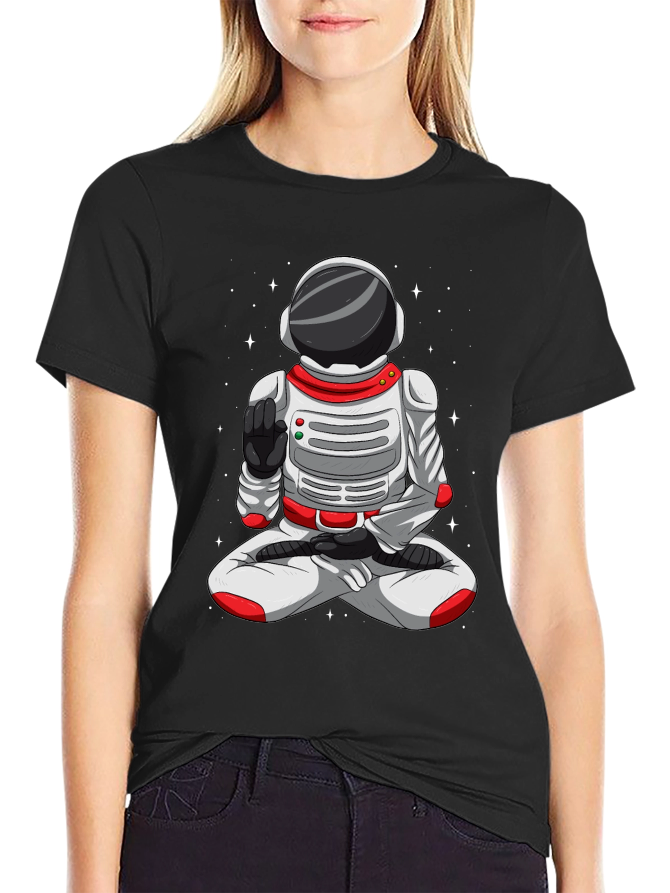 Meditating Astronaut T-Shirt - Space Yoga Tee