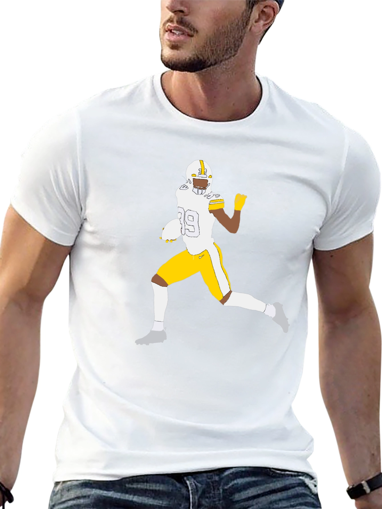Football Player Graphic Tee - Black