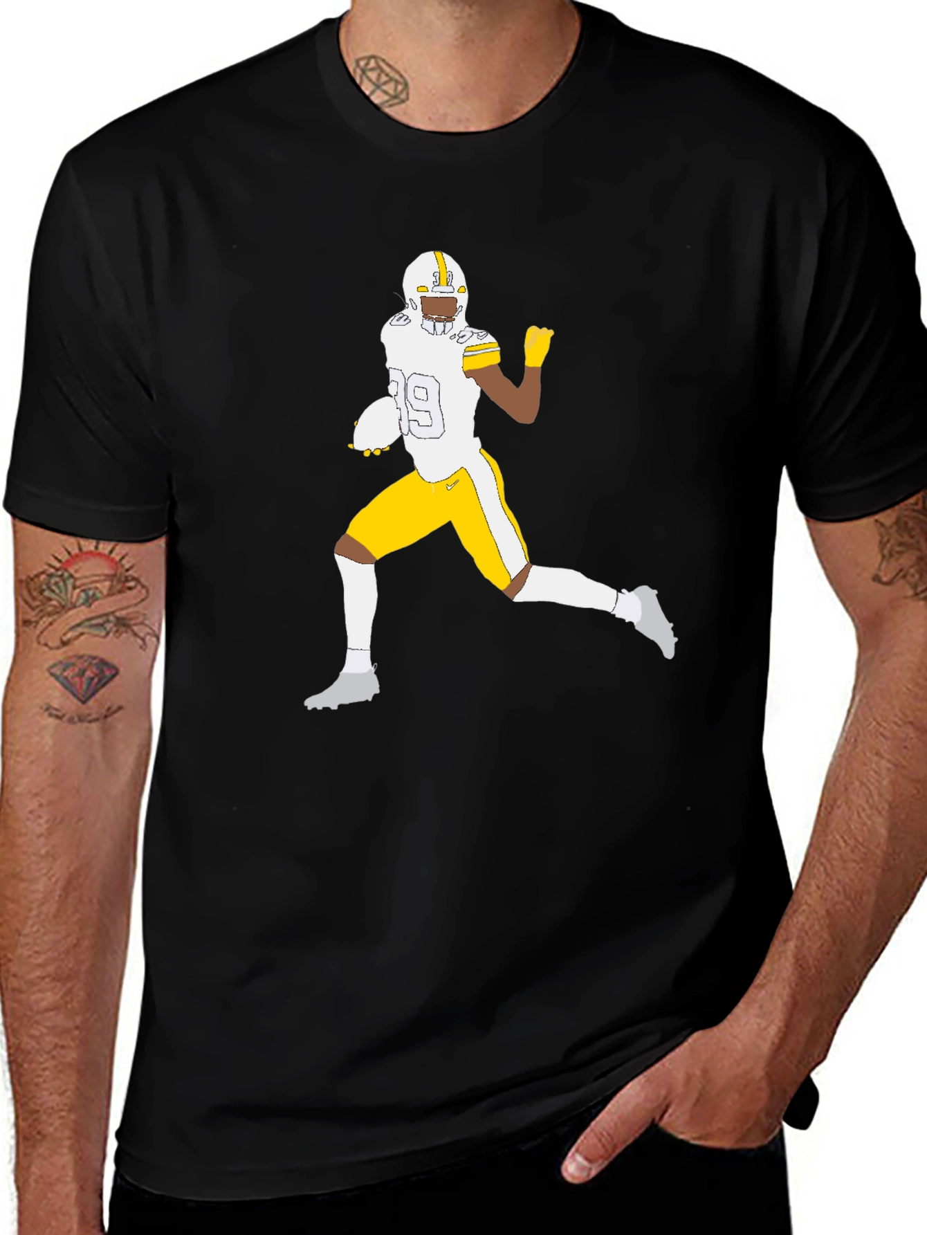 Football Player Graphic Tee - Black