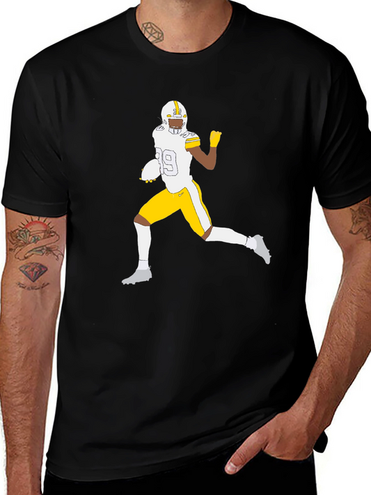 Football Player Graphic Tee - Black