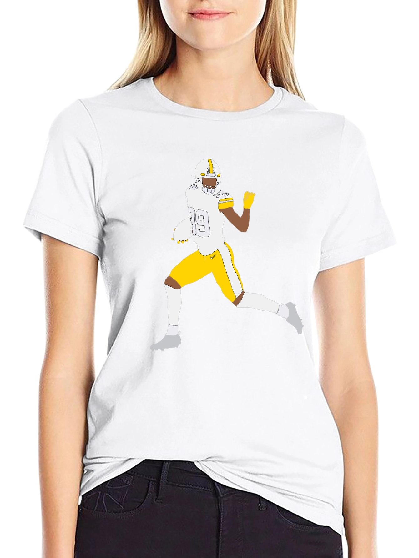 Football Player Graphic Tee - Black