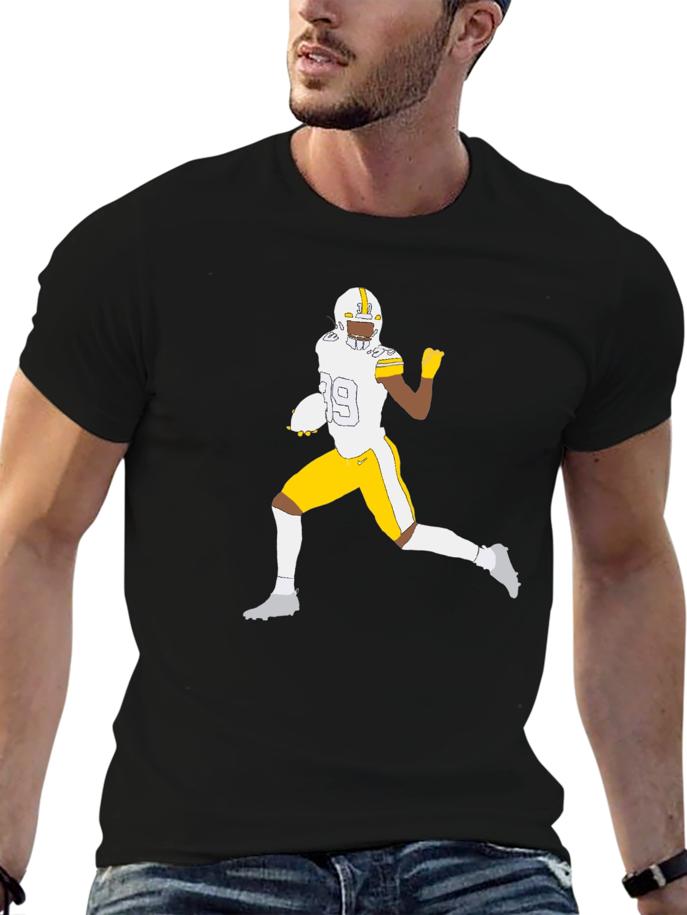 Football Player Graphic Tee - Black