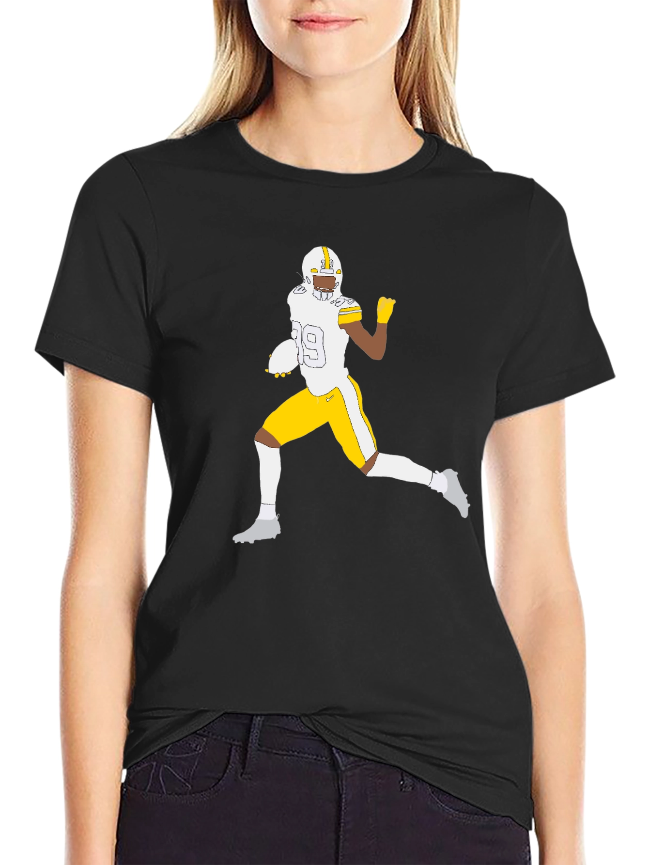 Football Player Graphic Tee - Black