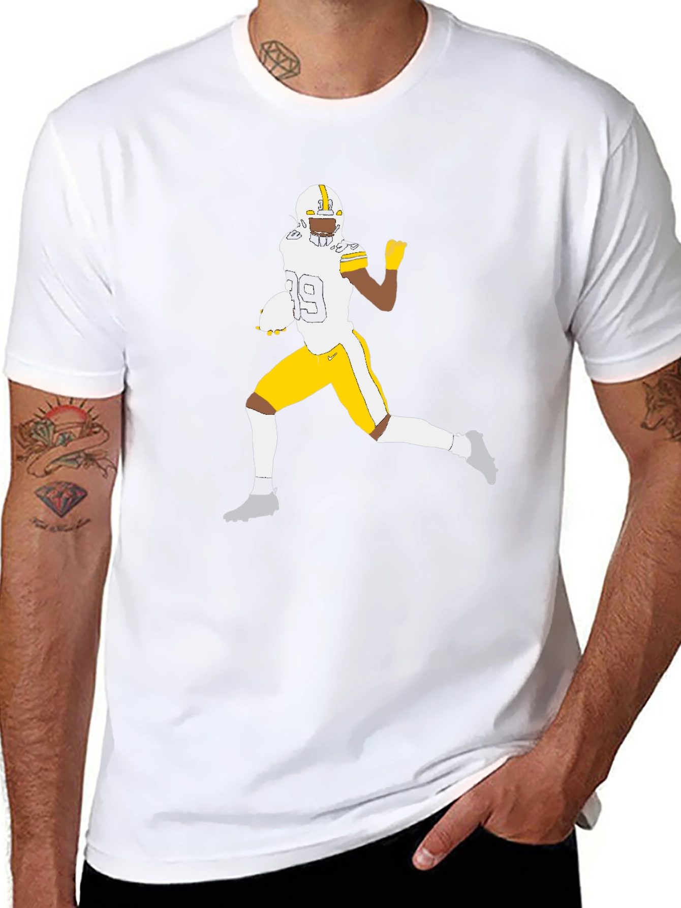 Football Player Graphic Tee - Black