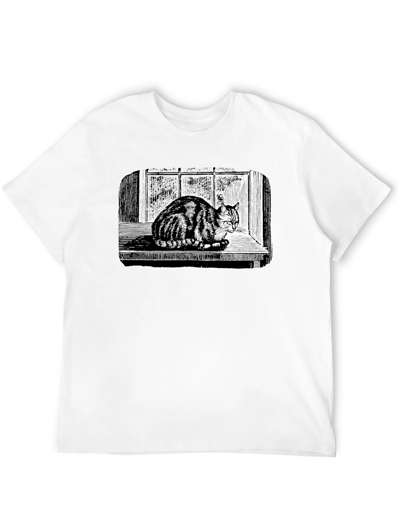 Cat Window Black T-Shirt