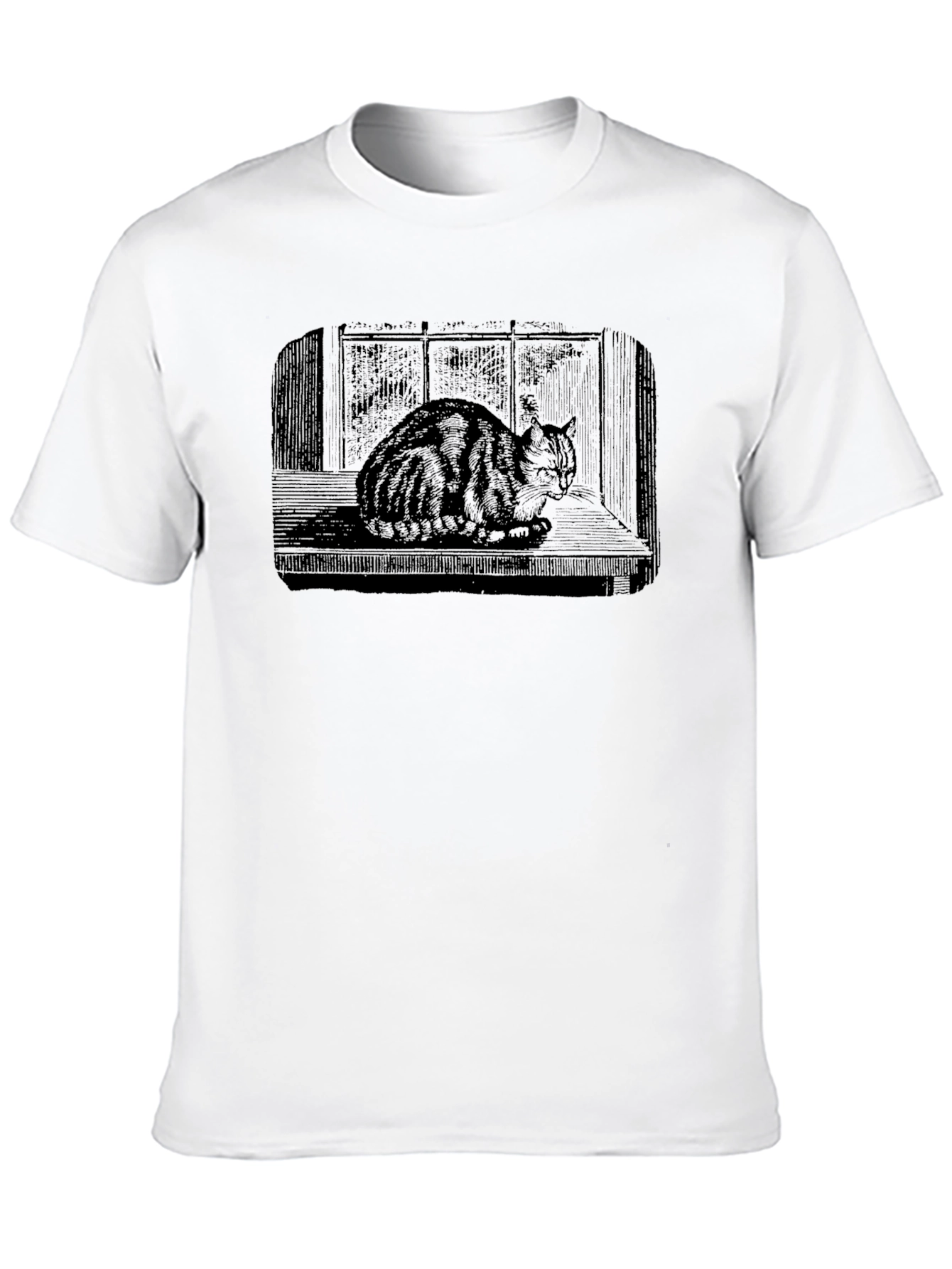 Cat Window Black T-Shirt