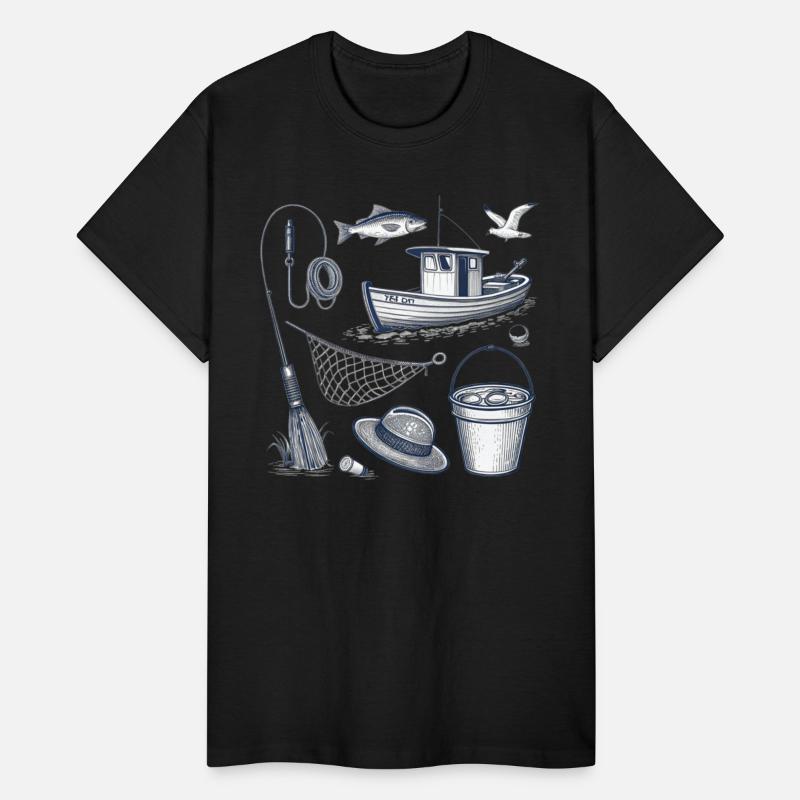 Vector illustration, nautical fishing, black,white