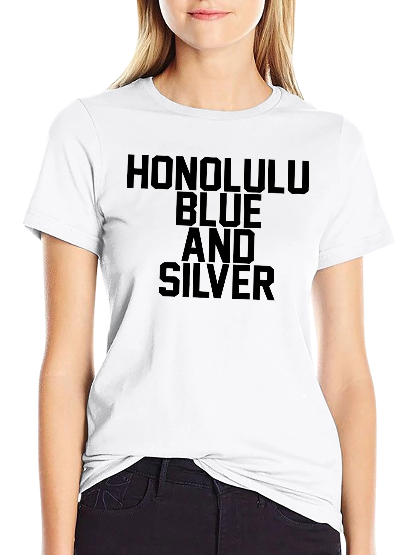 Honolulu Blue and Silver Graphic Tee