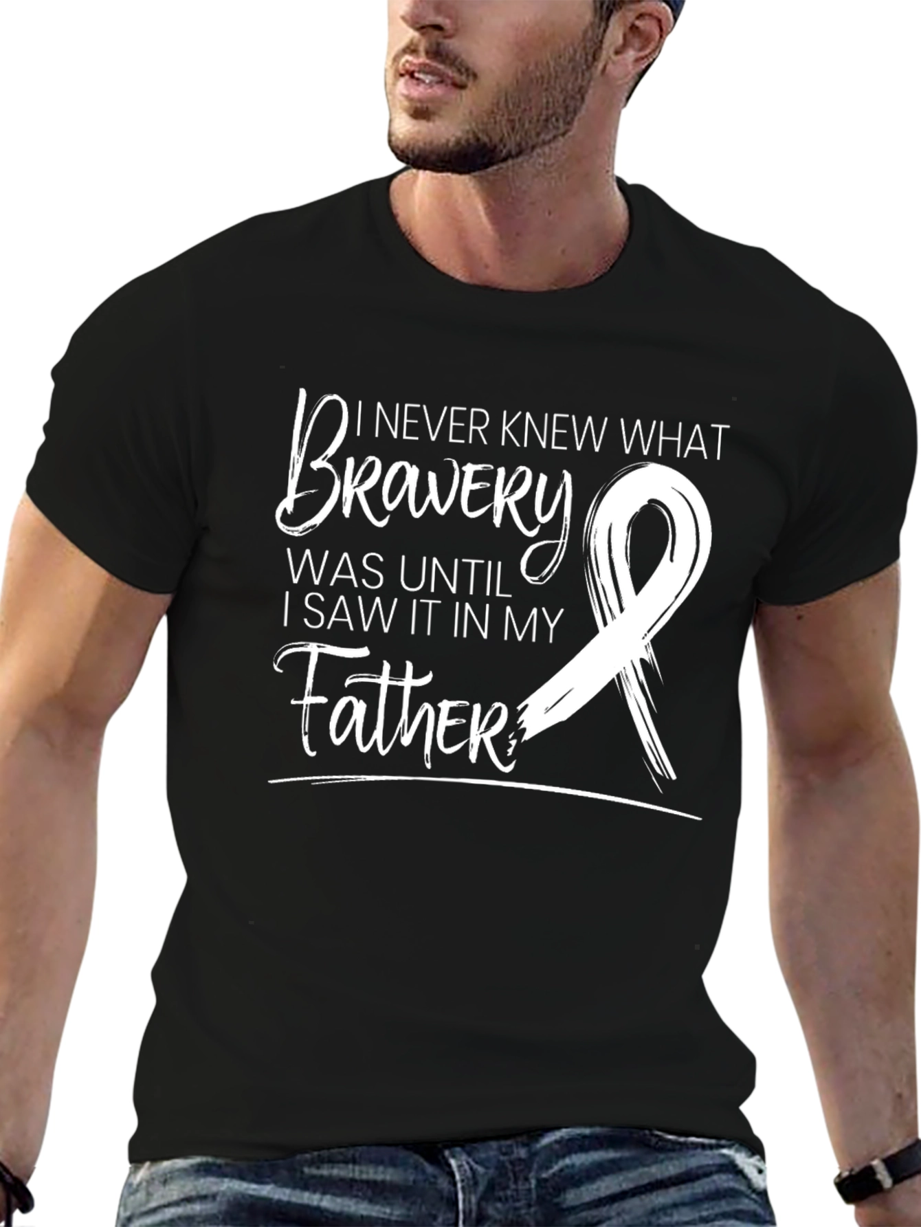 Bravery Ribbon Graphic T-Shirt - Father Support