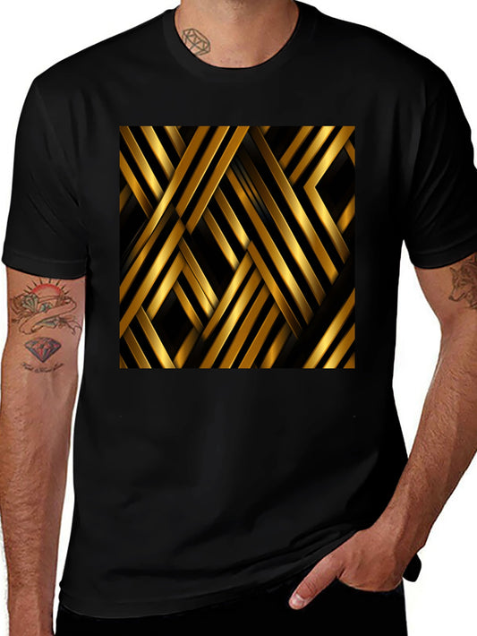 Geometric Gold Stripes T-Shirt